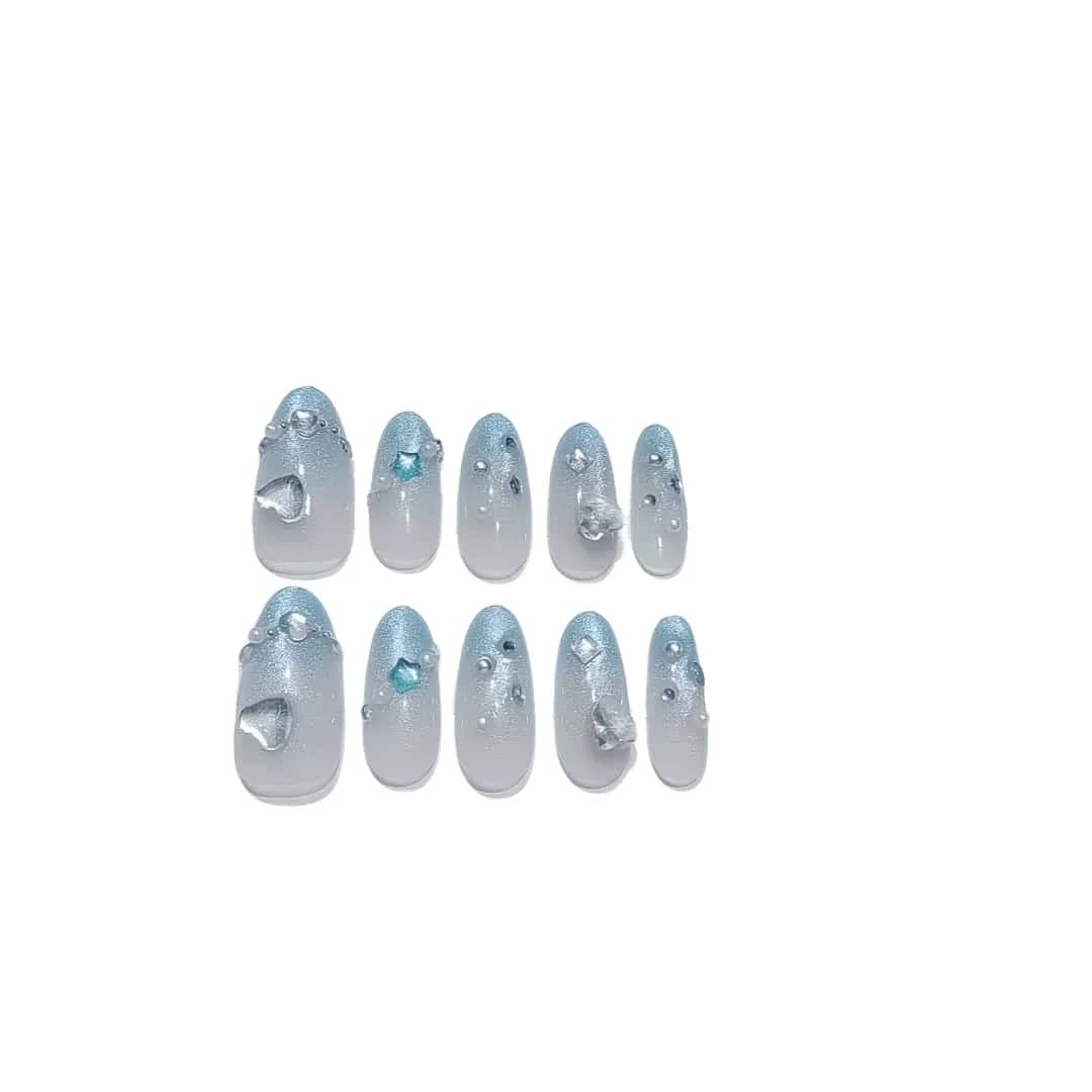 Zili gradienta "Cat Eye" uzliekamie nagi ar rhinestones